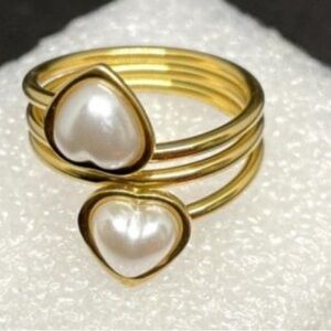 Pearl ring high quality stainless steel women ring sizes 10